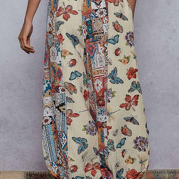 The Luana jacquard pants w/ variety of contrast color patterns and a balloon hem - Picture 2 of 3